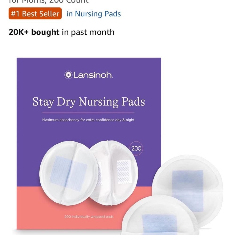 Lansinoh Stay Dry Nursing Pads - Purple and White